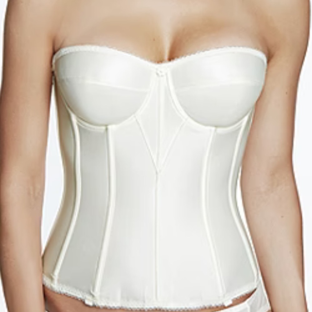 Dominique Strapless Longline Corset Bustier in Ivory